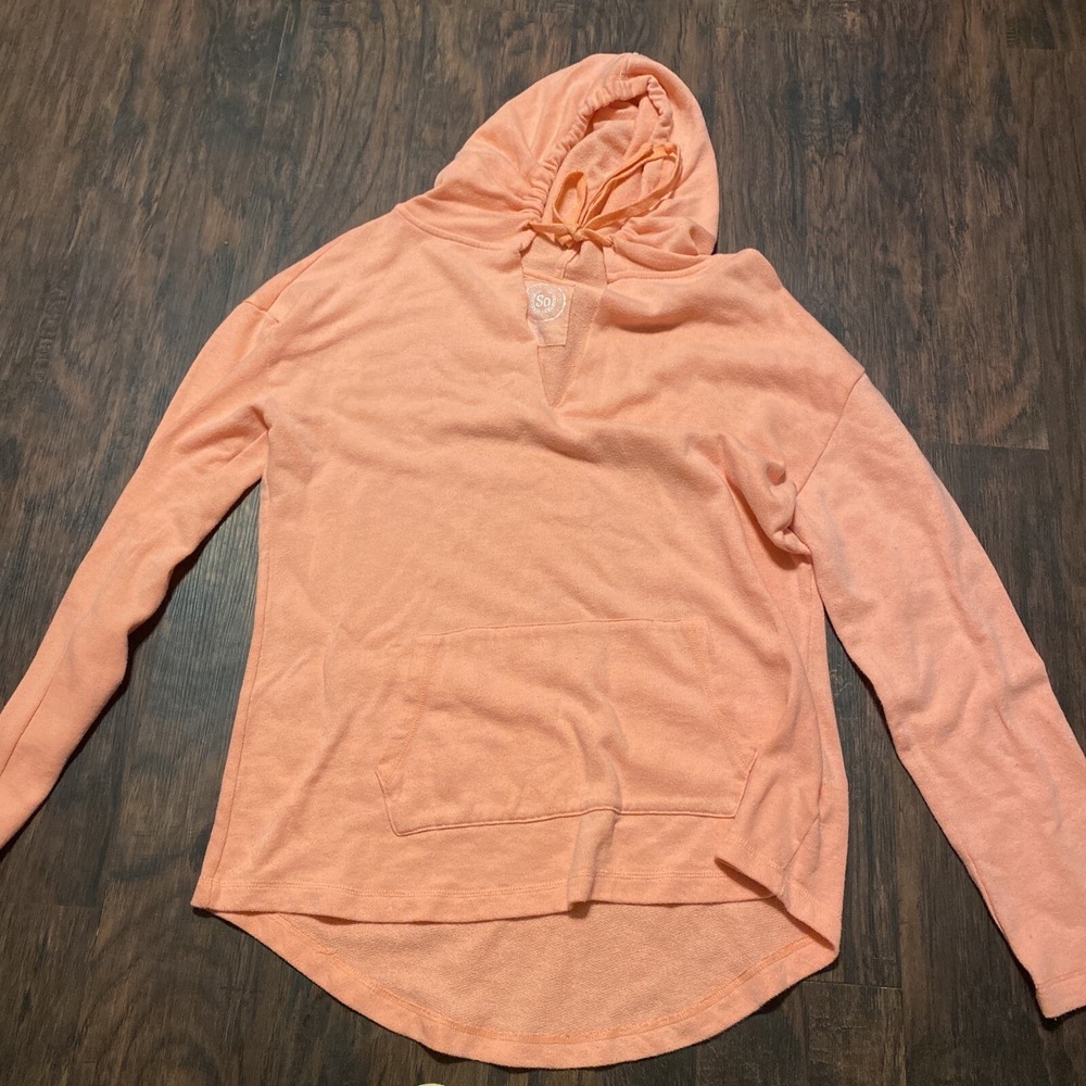 SO Shirt Top Blouse Size Large Womens Orange Light Hoodie